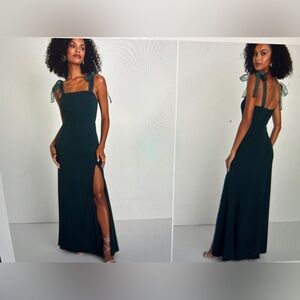 Lulus Beloved Elegance Emerald Green Tie-Strap Mermaid Maxi Dress